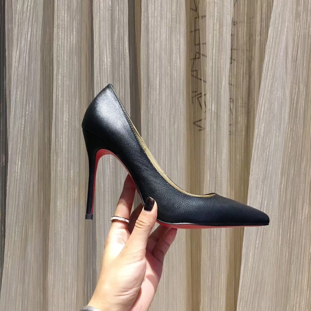 Cheap Reps Christian Louboutin Black Lambskin Kate 100mm Pumps