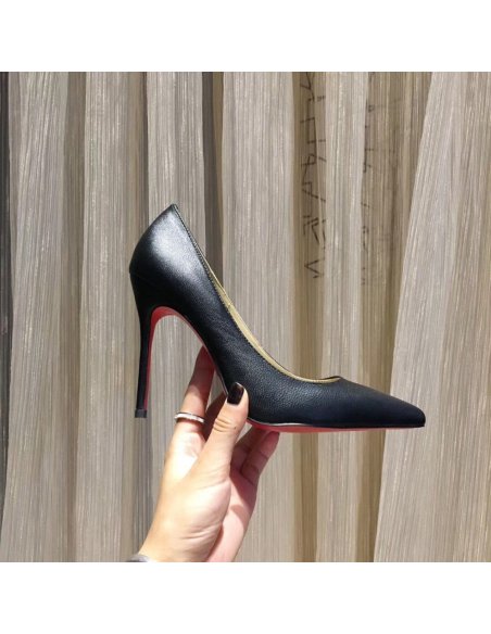 Cheap Reps Christian Louboutin Black Lambskin Kate 100mm Pumps