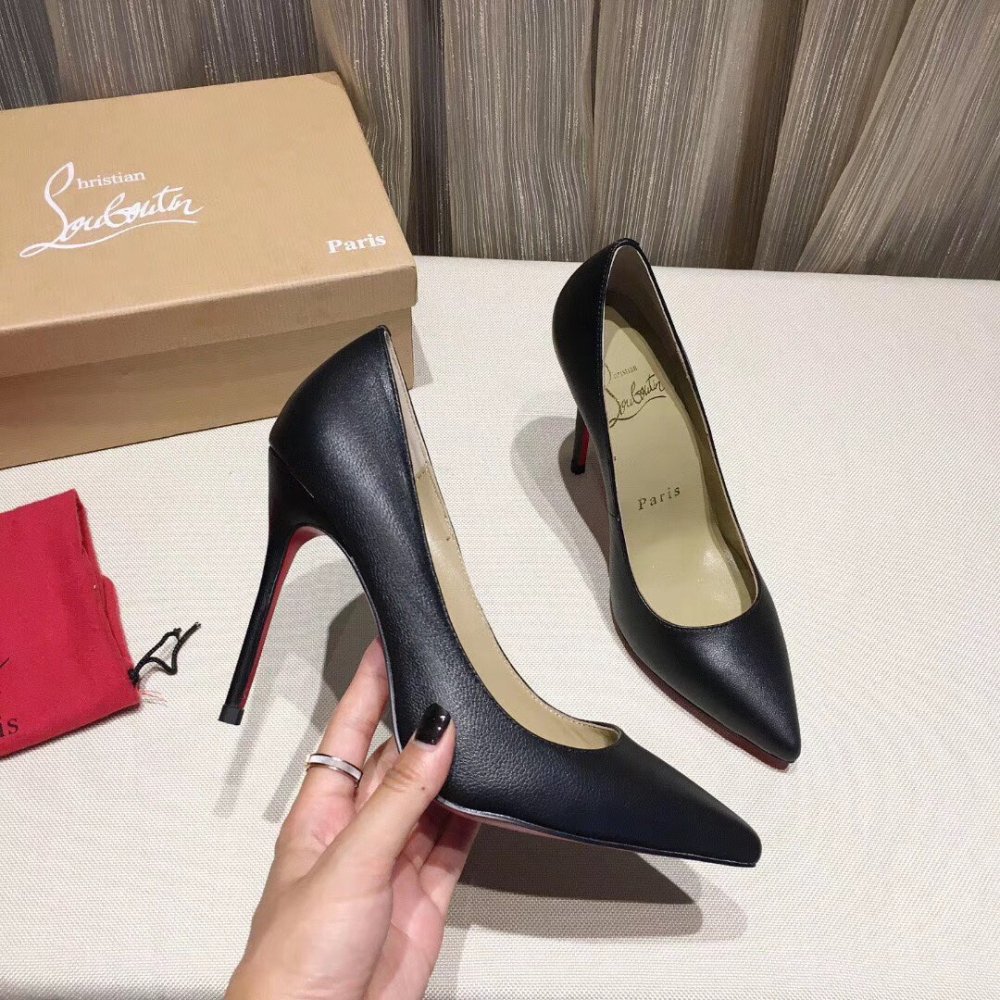 Cheap Reps Christian Louboutin Black Lambskin Kate 100mm Pumps