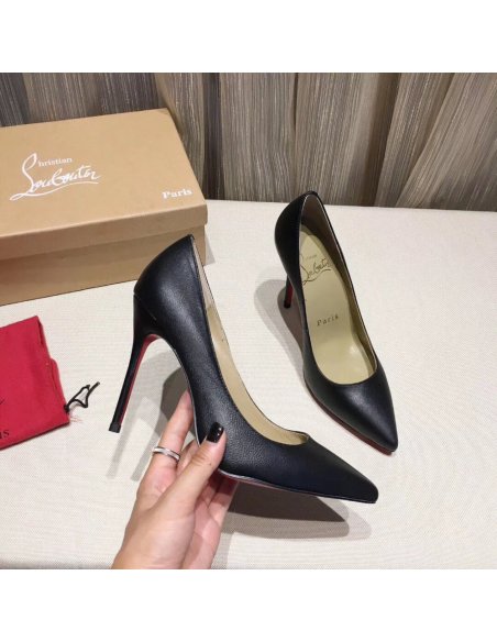 Cheap Reps Christian Louboutin Black Lambskin Kate 100mm Pumps