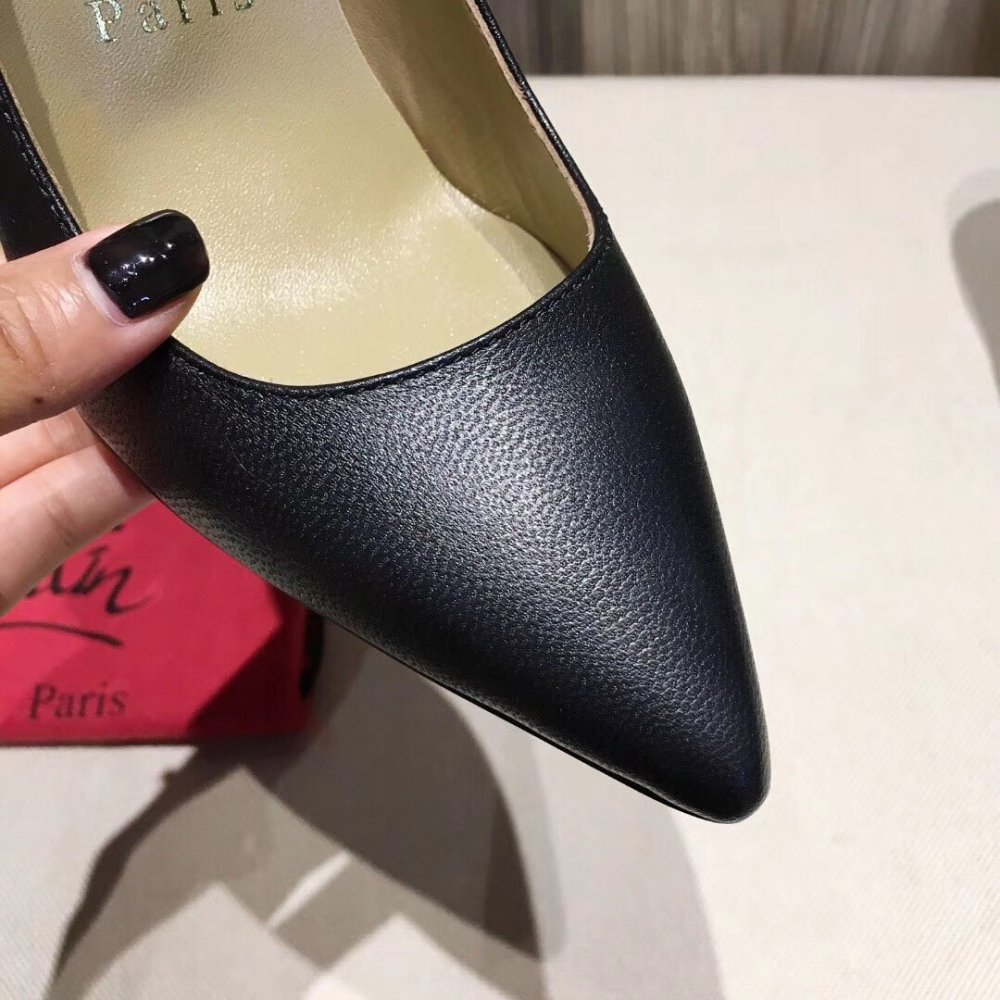 Cheap Reps Christian Louboutin Black Lambskin Kate 100mm Pumps