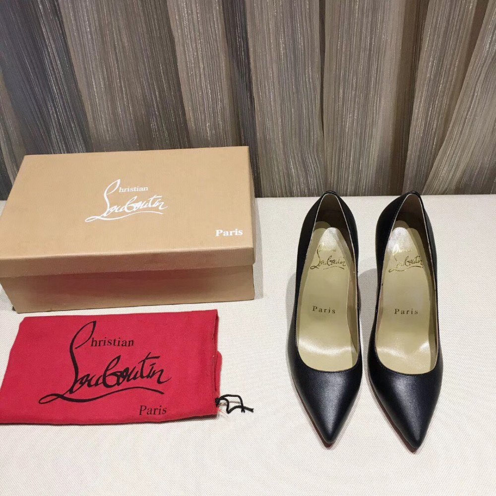 Cheap Reps Christian Louboutin Black Lambskin Kate 100mm Pumps