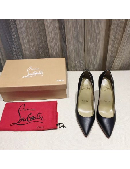 Cheap Reps Christian Louboutin Black Lambskin Kate 100mm Pumps