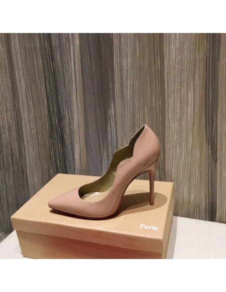 Cheap Reps Christian Louboutin Nude Patent Hot Chick 100mm Pumps