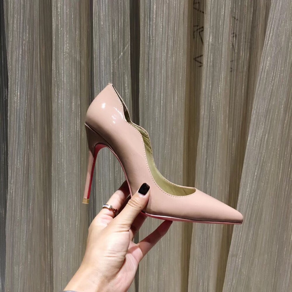 Cheap Reps Christian Louboutin Nude Patent Hot Chick 100mm Pumps