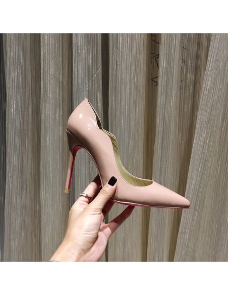 Cheap Reps Christian Louboutin Nude Patent Hot Chick 100mm Pumps