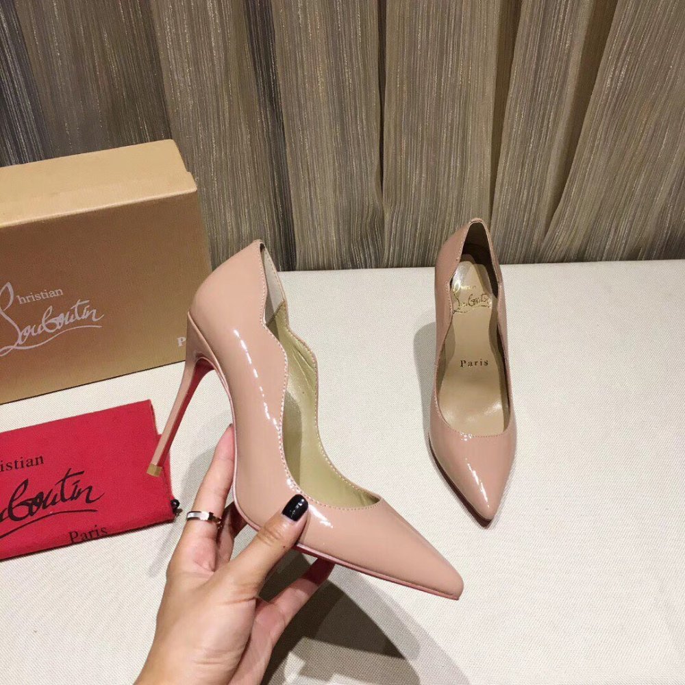 Cheap Reps Christian Louboutin Nude Patent Hot Chick 100mm Pumps