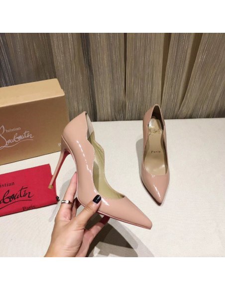 Cheap Reps Christian Louboutin Nude Patent Hot Chick 100mm Pumps