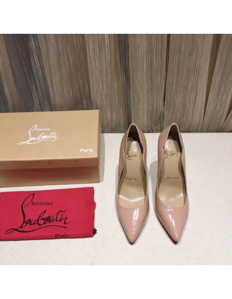 Cheap Reps Christian Louboutin Nude Patent Hot Chick 100mm Pumps