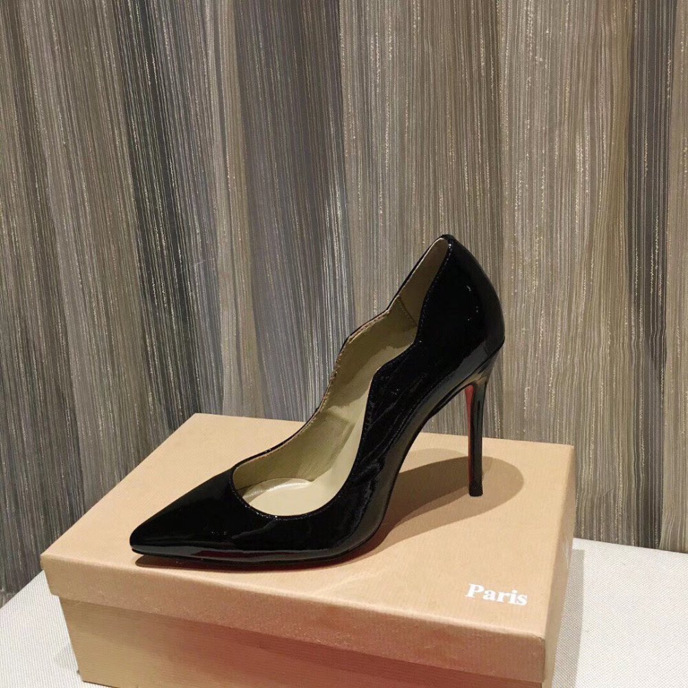Cheap Reps Christian Louboutin Black Patent Hot Chick 100mm Pumps