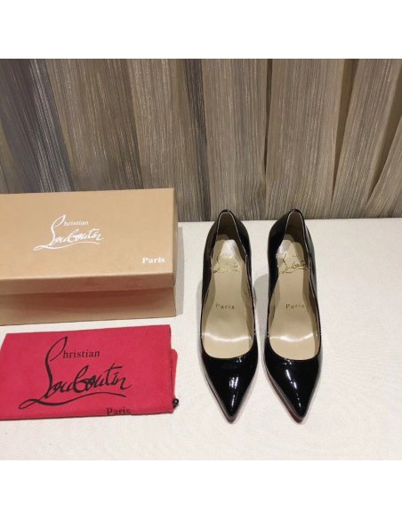 Cheap Reps Christian Louboutin Black Patent Hot Chick 100mm Pumps