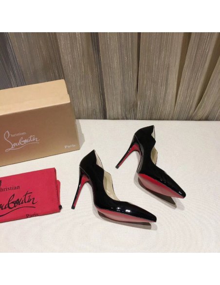Cheap Reps Christian Louboutin Black Patent Hot Chick 100mm Pumps
