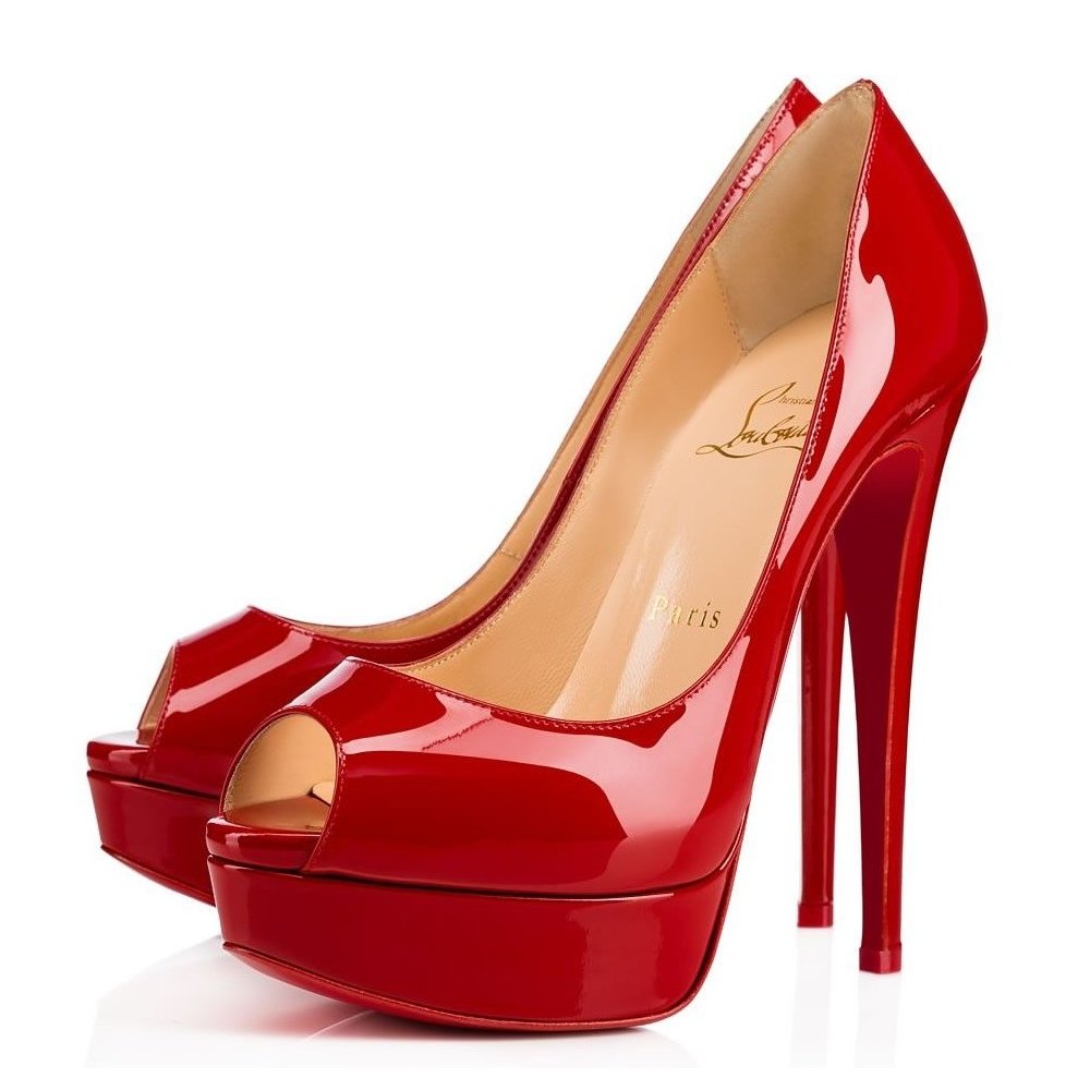 Cheap Reps Christian Louboutin Red Patent Fetish Peep 130mm Pumps