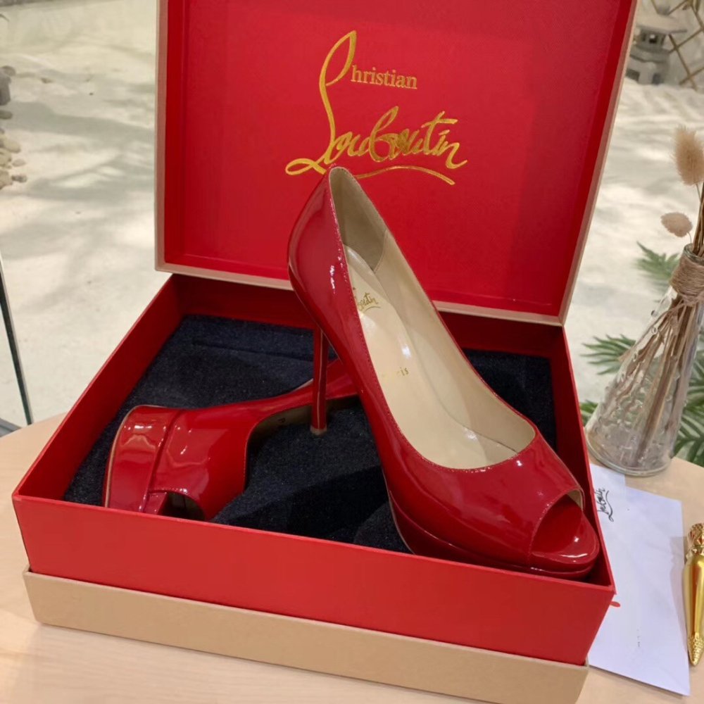 Cheap Reps Christian Louboutin Red Patent Fetish Peep 130mm Pumps