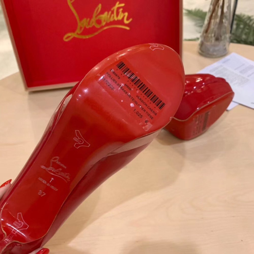 Cheap Reps Christian Louboutin Red Patent Fetish Peep 130mm Pumps