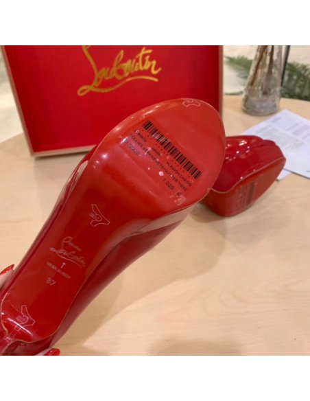 Cheap Reps Christian Louboutin Red Patent Fetish Peep 130mm Pumps
