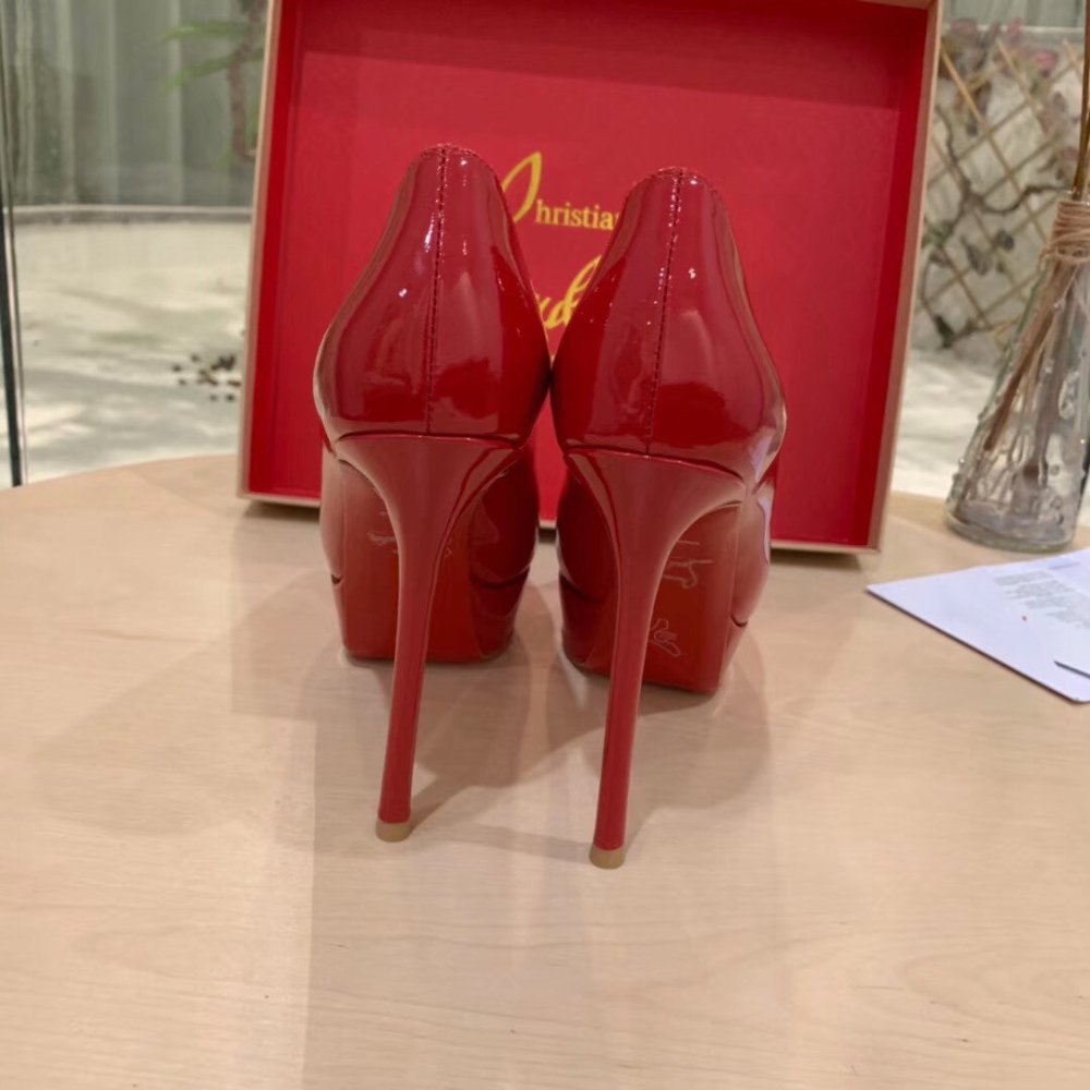 Cheap Reps Christian Louboutin Red Patent Fetish Peep 130mm Pumps