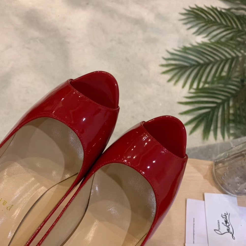 Cheap Reps Christian Louboutin Red Patent Fetish Peep 130mm Pumps