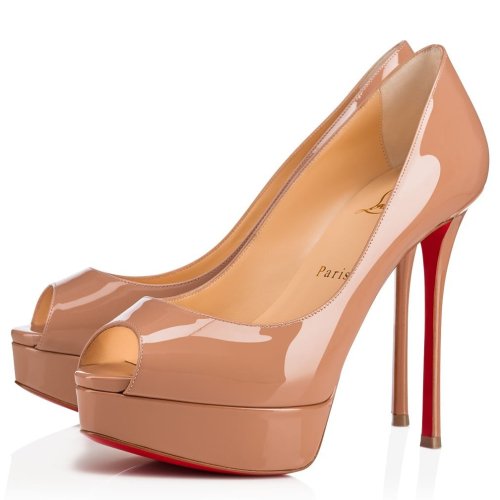 Cheap Reps Christian Louboutin Nude Patent Fetish Peep 130mm Pumps