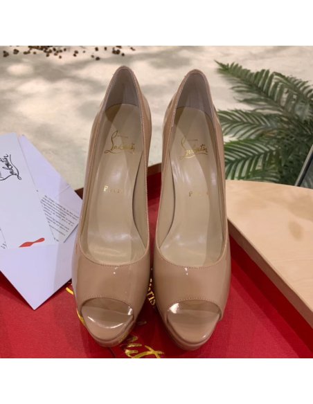 Cheap Reps Christian Louboutin Nude Patent Fetish Peep 130mm Pumps
