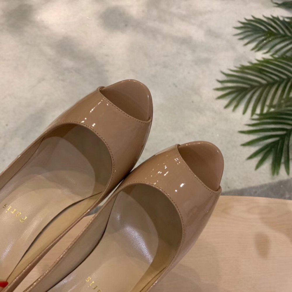 Cheap Reps Christian Louboutin Nude Patent Fetish Peep 130mm Pumps