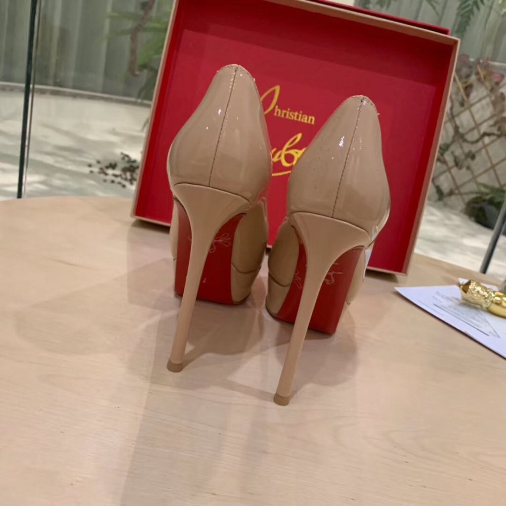 Cheap Reps Christian Louboutin Nude Patent Fetish Peep 130mm Pumps