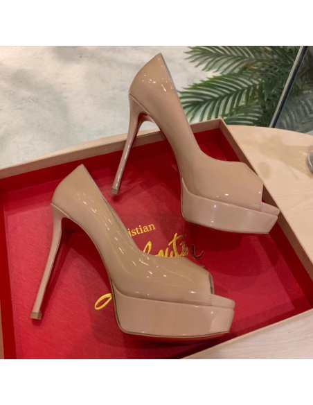 Cheap Reps Christian Louboutin Nude Patent Fetish Peep 130mm Pumps