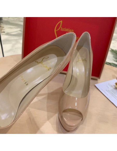 Cheap Reps Christian Louboutin Nude Patent Fetish Peep 130mm Pumps