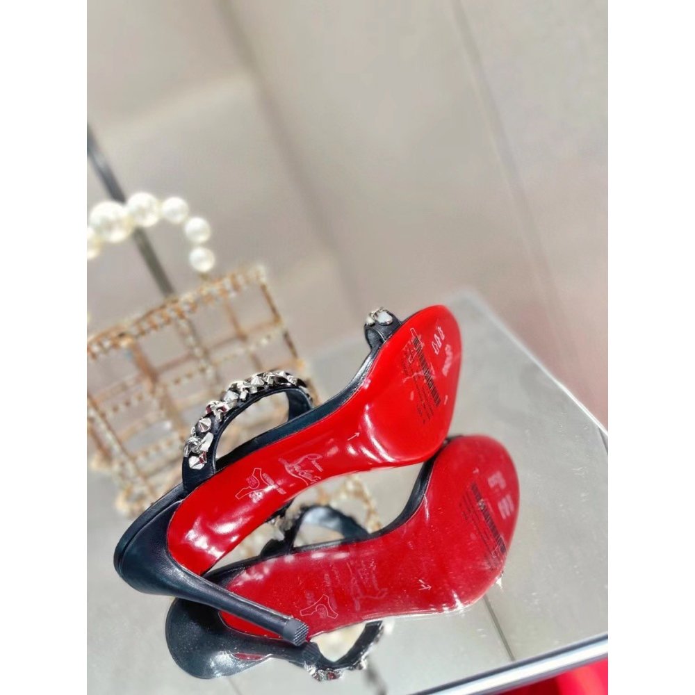 Cheap Reps Christian Louboutin Just Chain 85mm Sandals In Black Leather