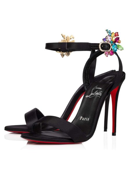 Cheap Reps Christian Louboutin Goldie Joli 100mm Sandals In Black Satin