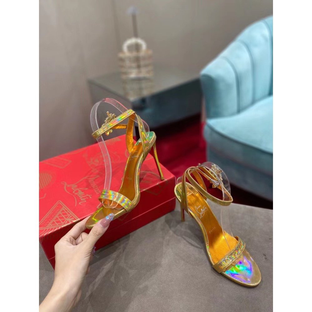 Cheap Reps Christian Louboutin Goldie Joli 100mm Sandals In Gold Patent Leather