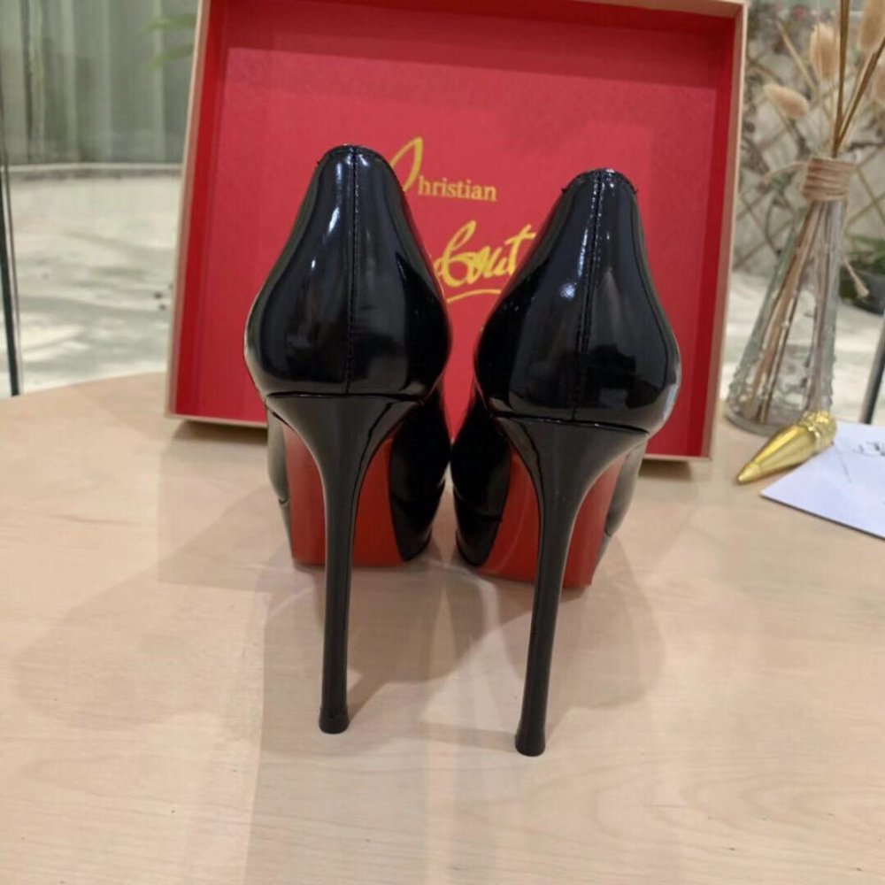 Cheap Reps Christian Louboutin Black Patent Dirditta 130mm Pumps