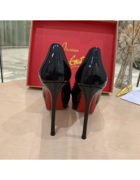 Cheap Reps Christian Louboutin Black Patent Dirditta 130mm Pumps