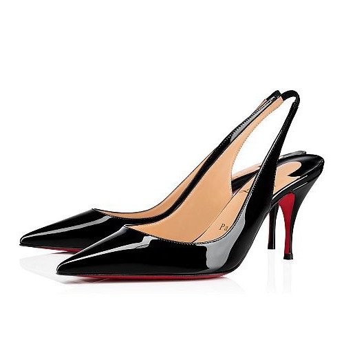 Cheap Reps Christian Louboutin Black Patent Clare Sling 80mm Pumps