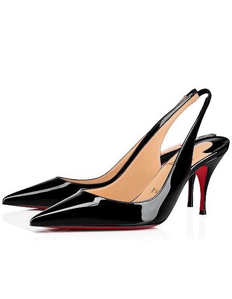 Cheap Reps Christian Louboutin Black Patent Clare Sling 80mm Pumps