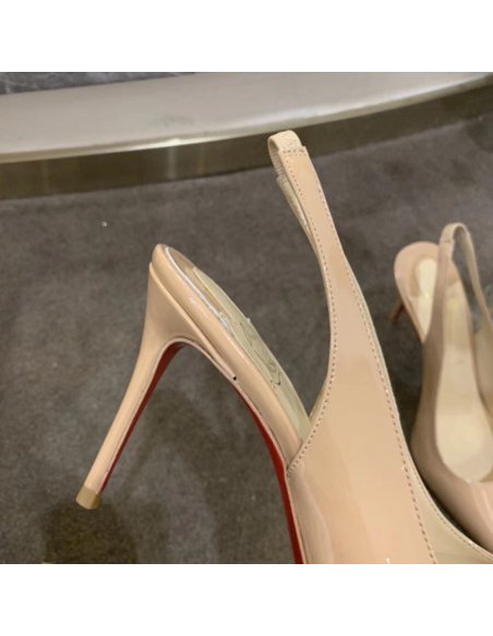 Cheap Reps Christian Louboutin Nude Patent Clare Sling 80mm Pumps