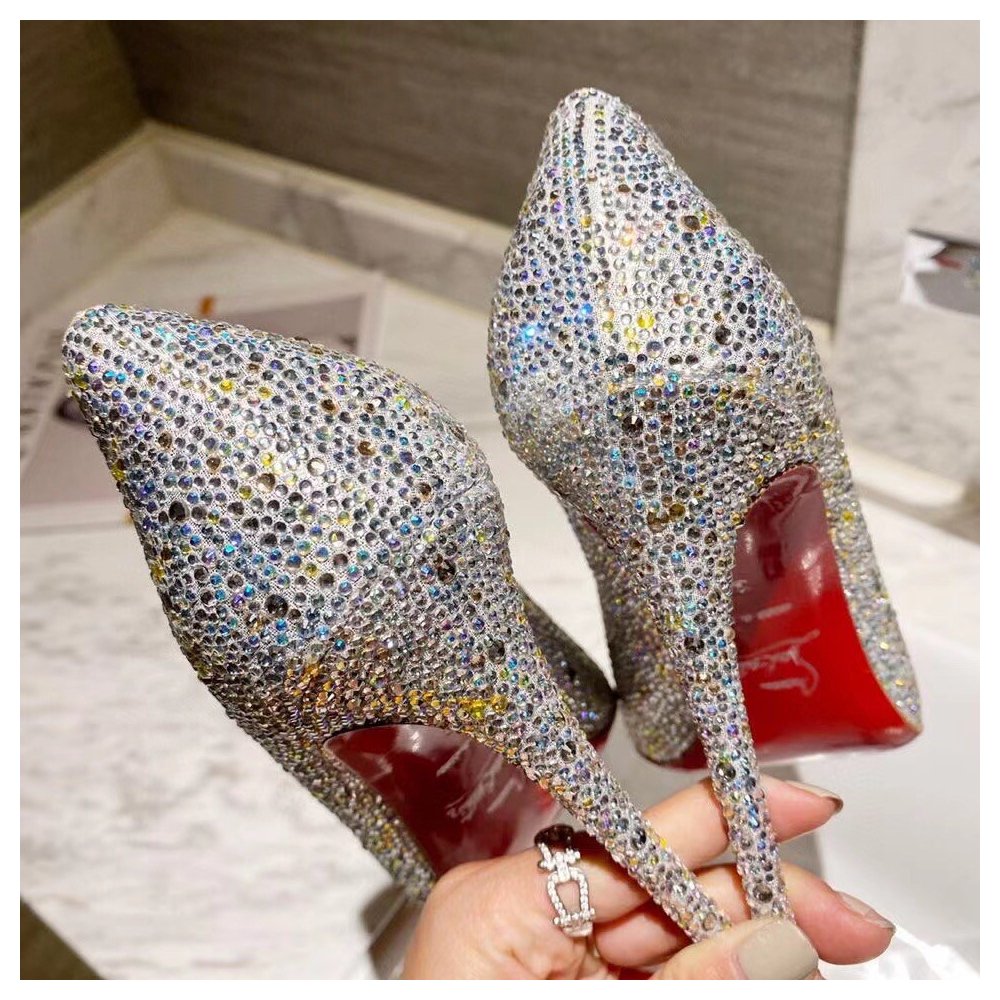 Cheap Reps Christian Louboutin Nude Kate Strass Degrade Pumps 100mm