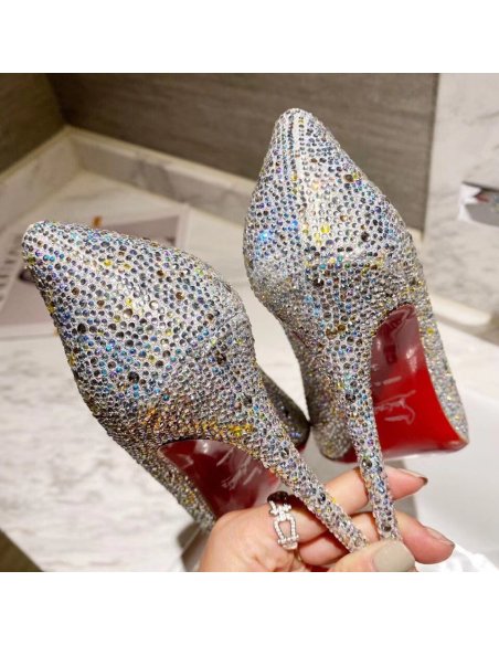 Cheap Reps Christian Louboutin Nude Kate Strass Degrade Pumps 100mm