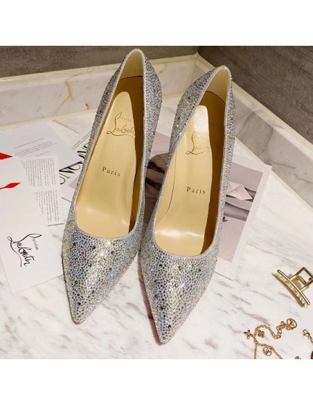 Cheap Reps Christian Louboutin Nude Kate Strass Degrade Pumps 100mm