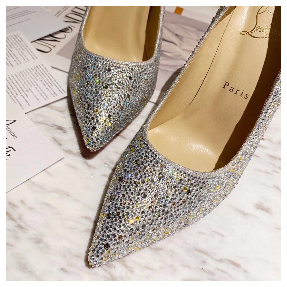 Cheap Reps Christian Louboutin Nude Kate Strass Degrade Pumps 100mm