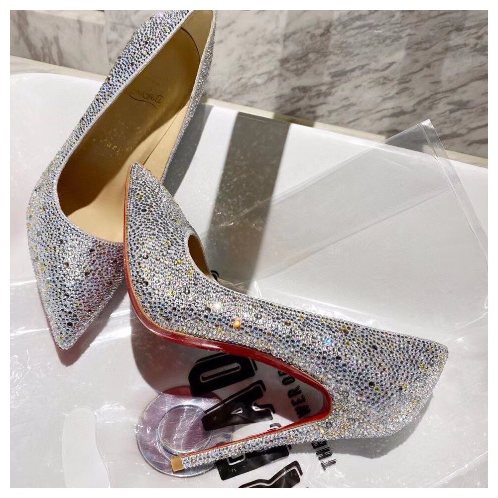 Cheap Reps Christian Louboutin Nude Kate Strass Degrade Pumps 100mm