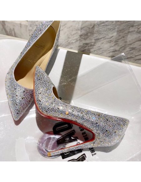 Cheap Reps Christian Louboutin Nude Kate Strass Degrade Pumps 100mm