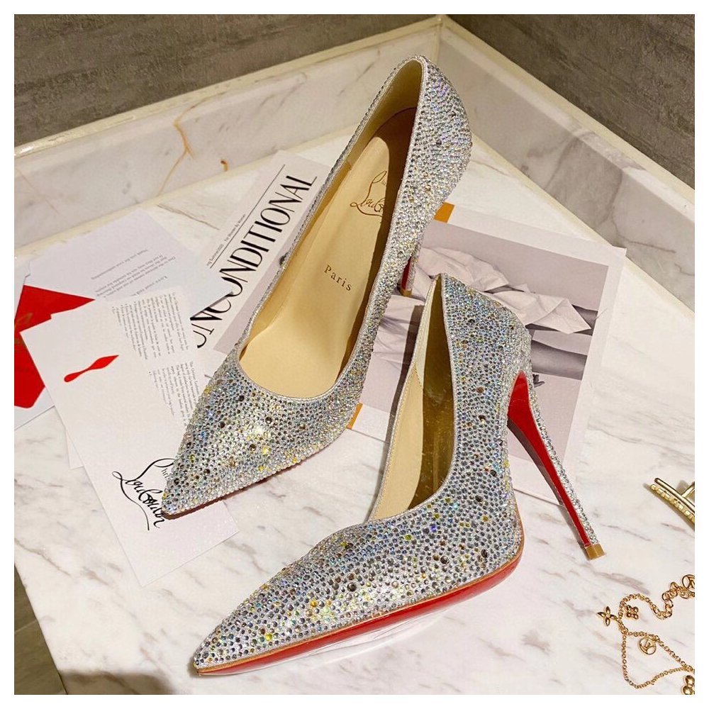 Cheap Reps Christian Louboutin Nude Kate Strass Degrade Pumps 100mm
