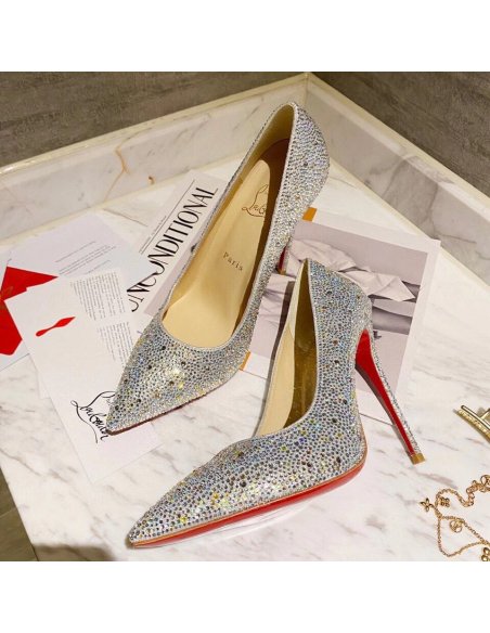 Cheap Reps Christian Louboutin Nude Kate Strass Degrade Pumps 100mm
