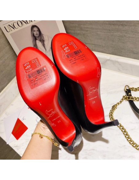 Cheap Reps Christian Louboutin Black Lambskin Fifille Pumps 85mm