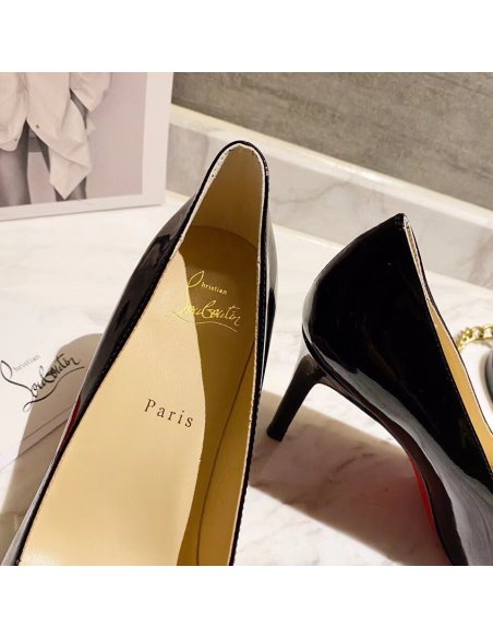 Cheap Reps Christian Louboutin Black Patent Fifille Pumps 85mm
