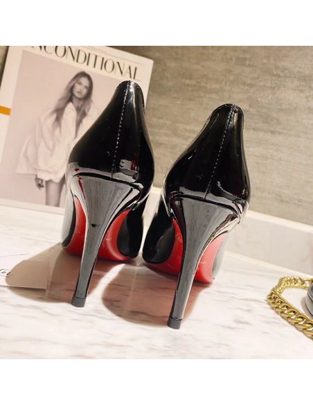 Cheap Reps Christian Louboutin Black Patent Fifille Pumps 85mm