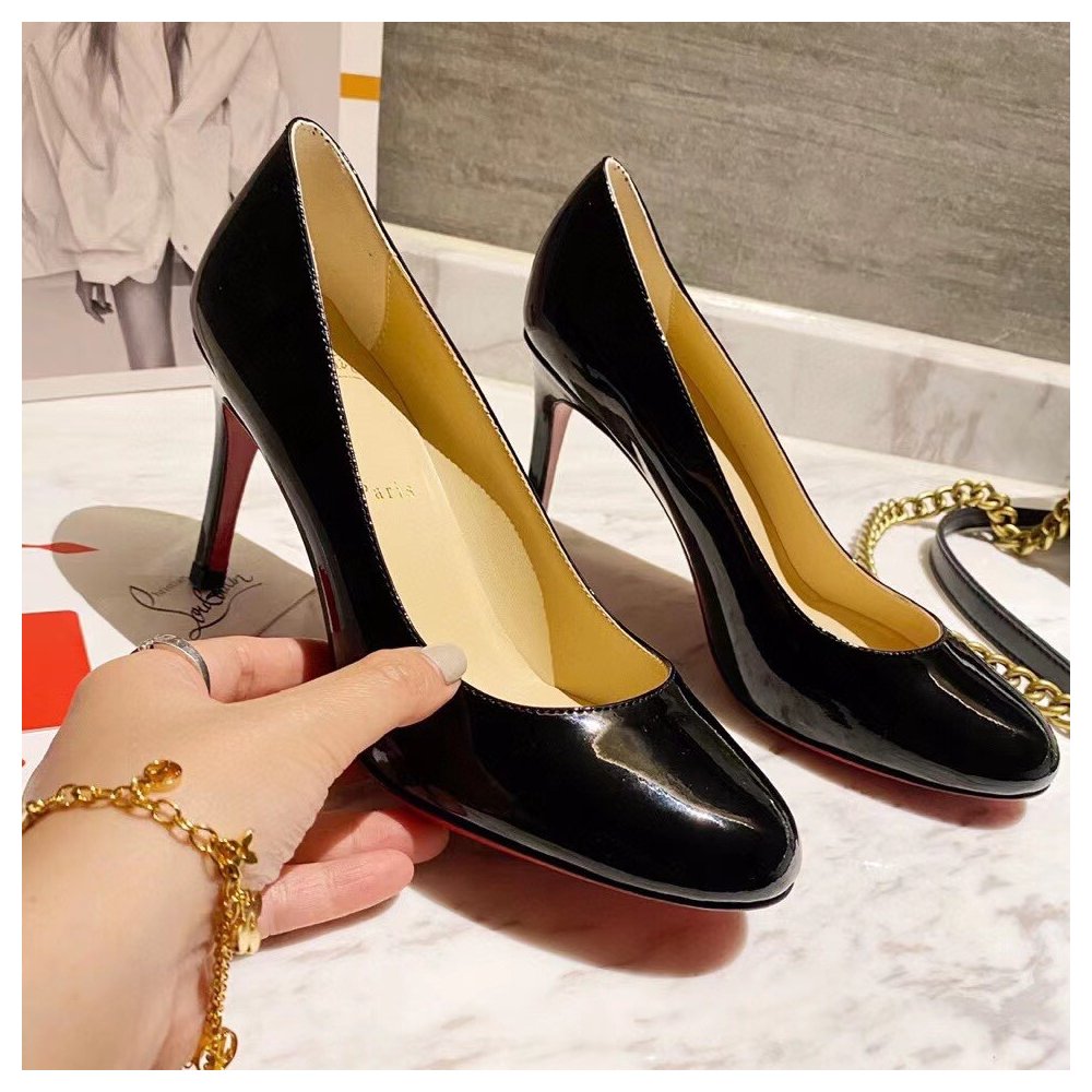 Cheap Reps Christian Louboutin Black Patent Fifille Pumps 85mm