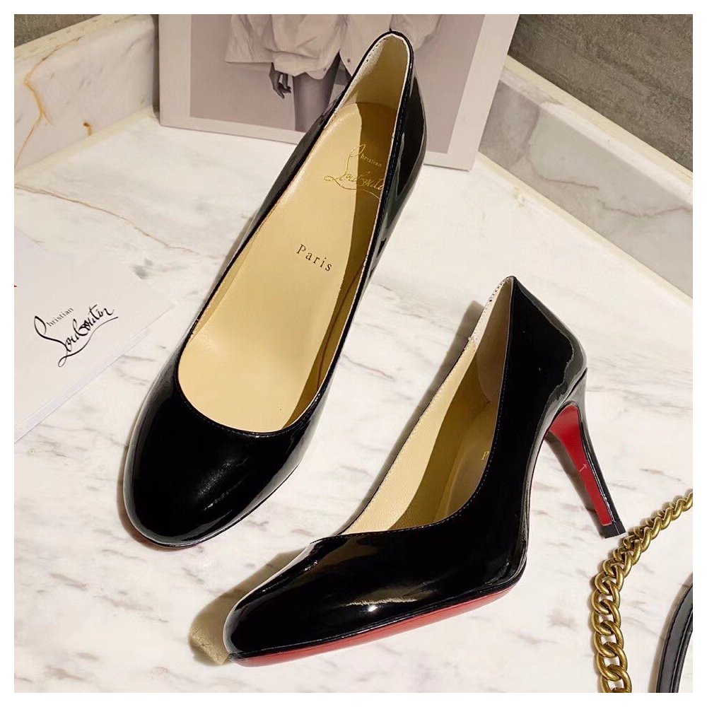 Cheap Reps Christian Louboutin Black Patent Fifille Pumps 85mm