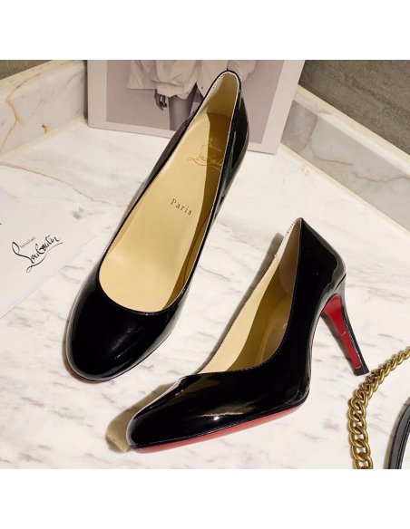Cheap Reps Christian Louboutin Black Patent Fifille Pumps 85mm